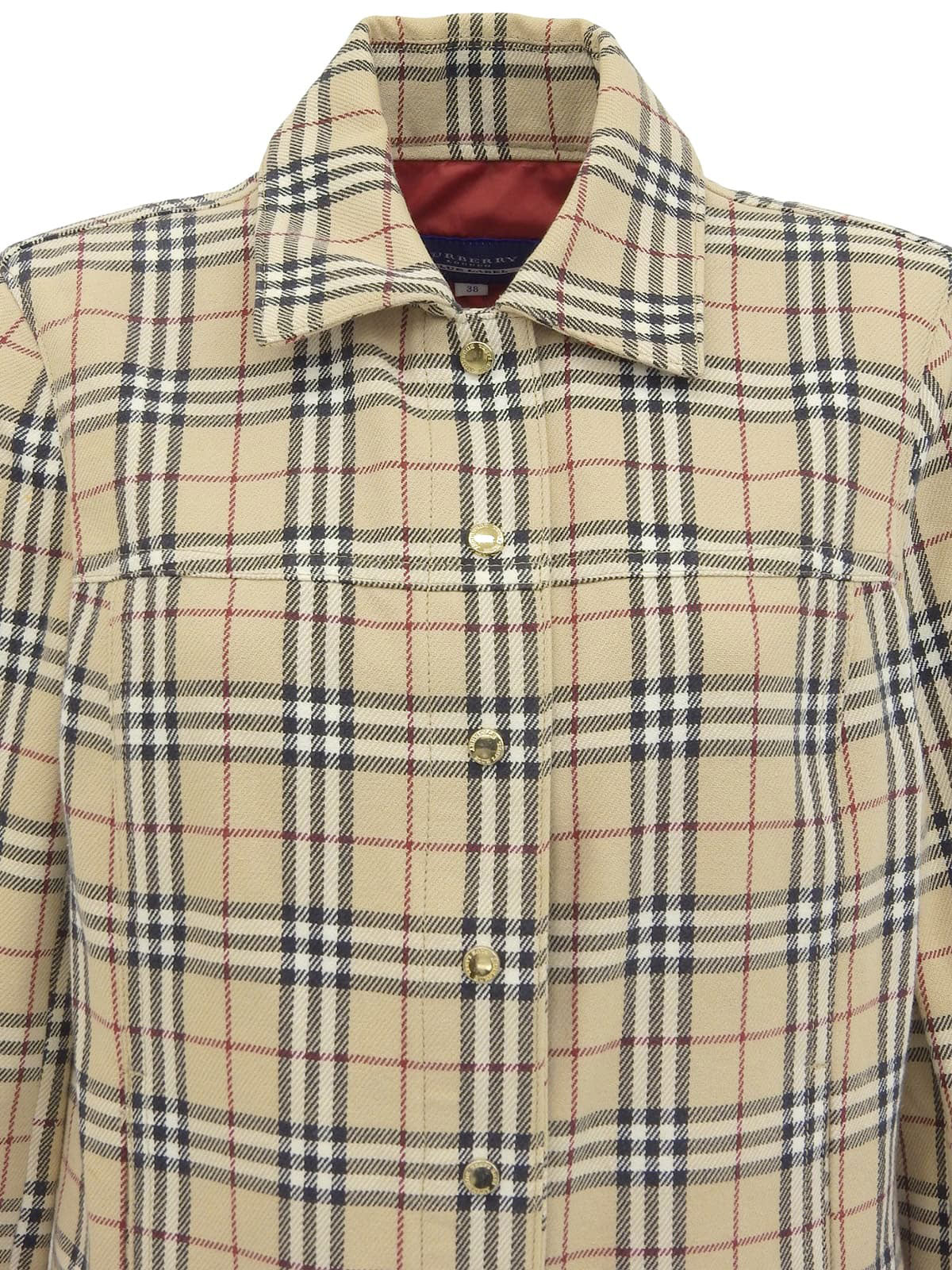 チェックパターンロゴボタンジャケット ベージュ/マルチ