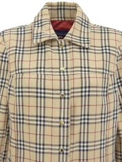 チェックパターンロゴボタンジャケット ベージュ/マルチ