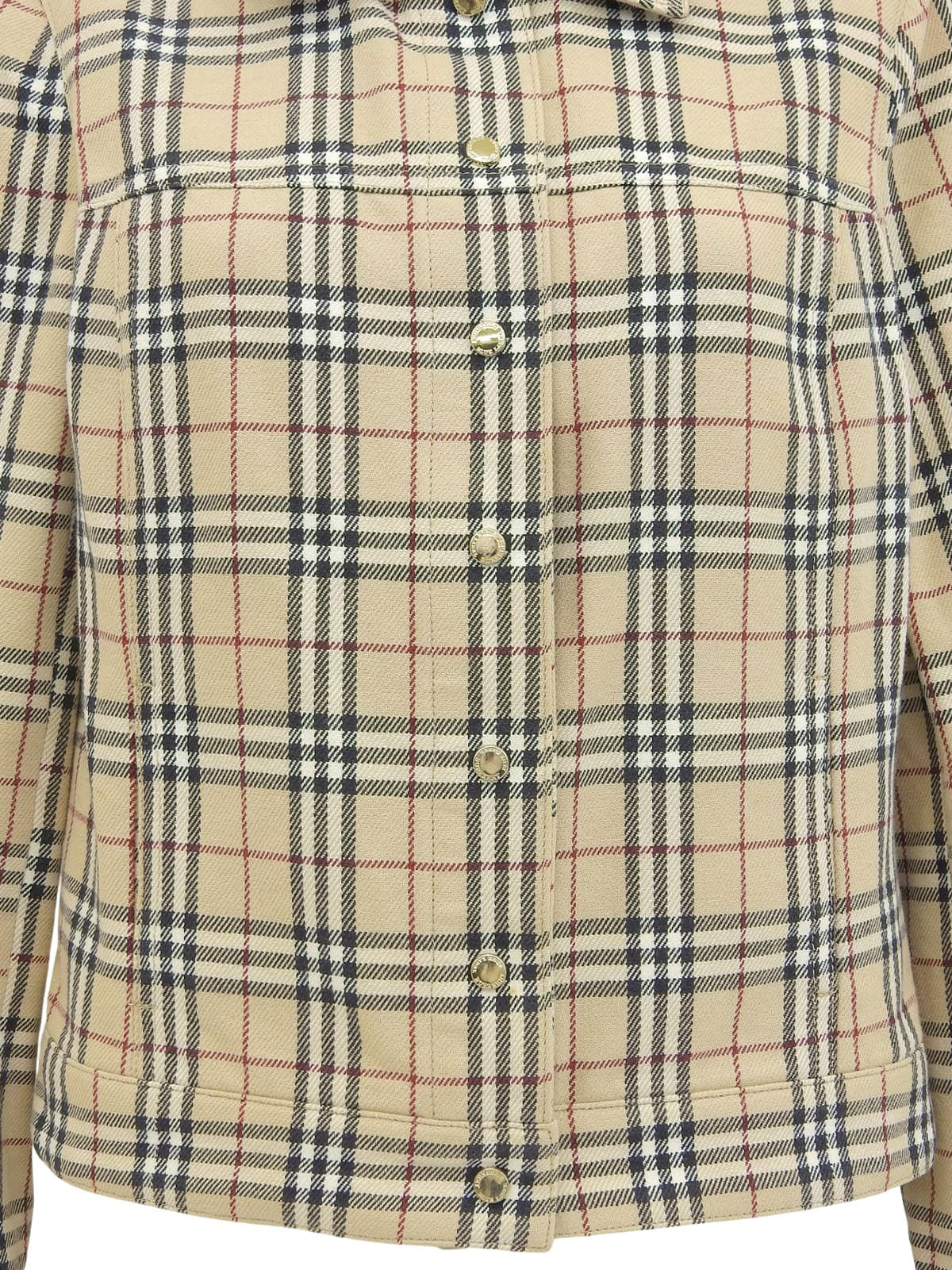 チェックパターンロゴボタンジャケット ベージュ/マルチ