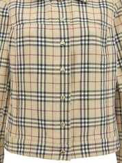 チェックパターンロゴボタンジャケット ベージュ/マルチ