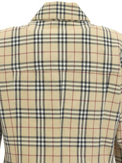 Check Pattern Logo Button Jacket in Beige/Multi