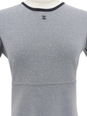 CC Mark Embroidered Short Sleeve Dress Gray/Multi