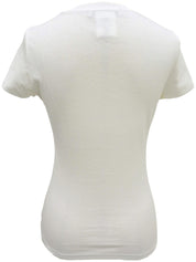 White Rhinestone Flower Design T-shirt
