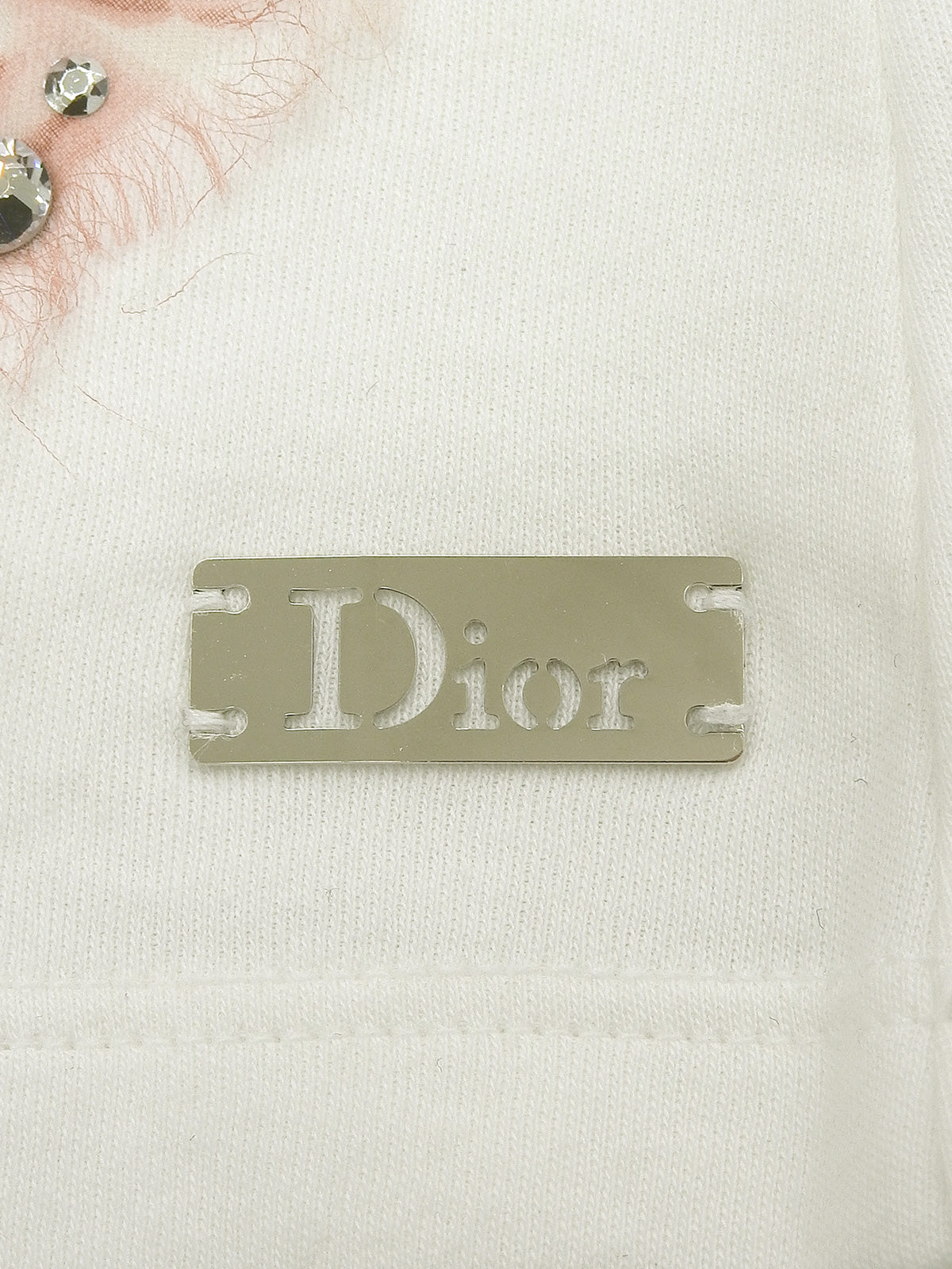 ラインストーンフラワーデザインTシャツ ホワイト