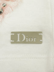 ラインストーンフラワーデザインTシャツ ホワイト