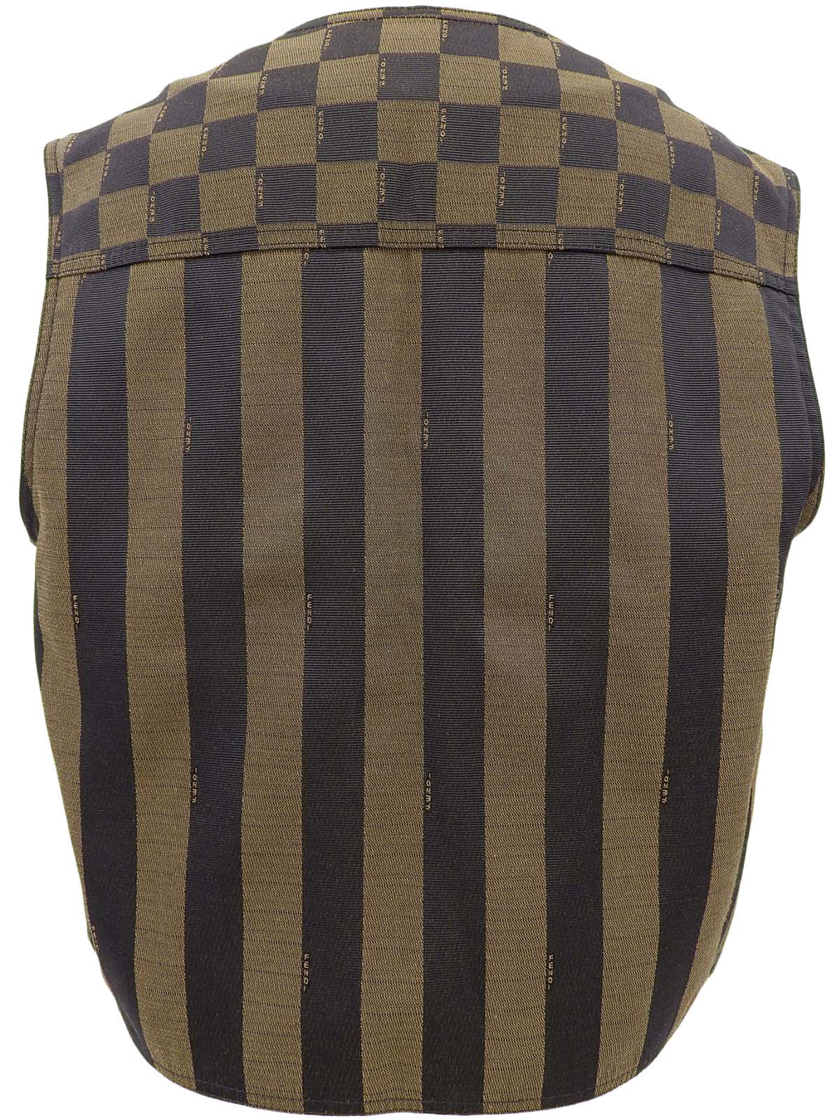 ペカンパターンロゴボタンベスト ブラウン/ブラック