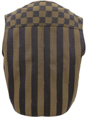 ペカンパターンロゴボタンベスト ブラウン/ブラック