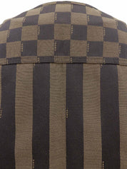 ペカンパターンロゴボタンベスト ブラウン/ブラック