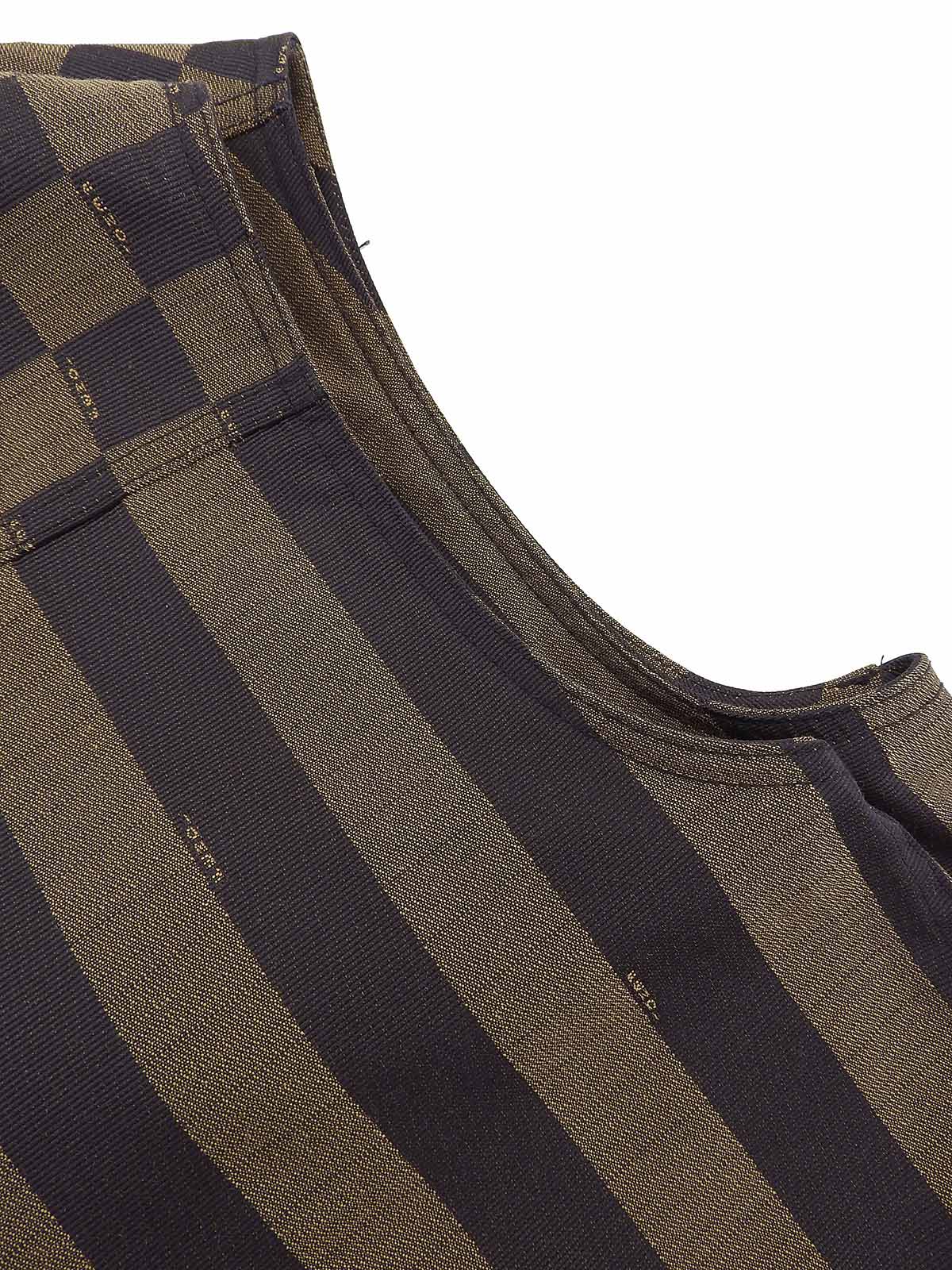 ペカンパターンロゴボタンベスト ブラウン/ブラック