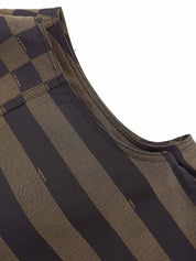 ペカンパターンロゴボタンベスト ブラウン/ブラック