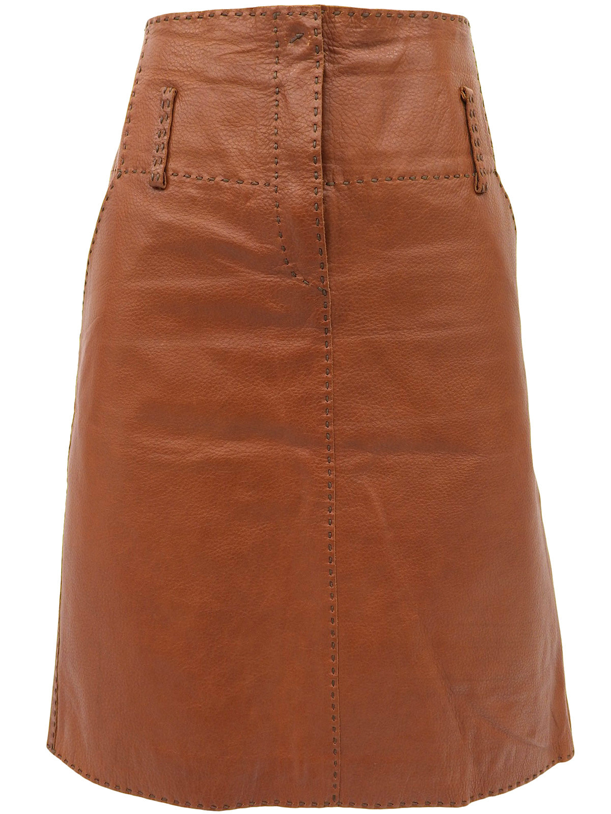 レザーステッチデザインスカート ブラウン