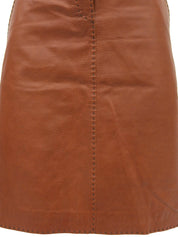 レザーステッチデザインスカート ブラウン