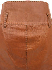 棕色皮革缝线设计半身裙