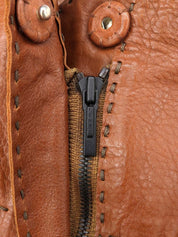 レザーステッチデザインスカート ブラウン