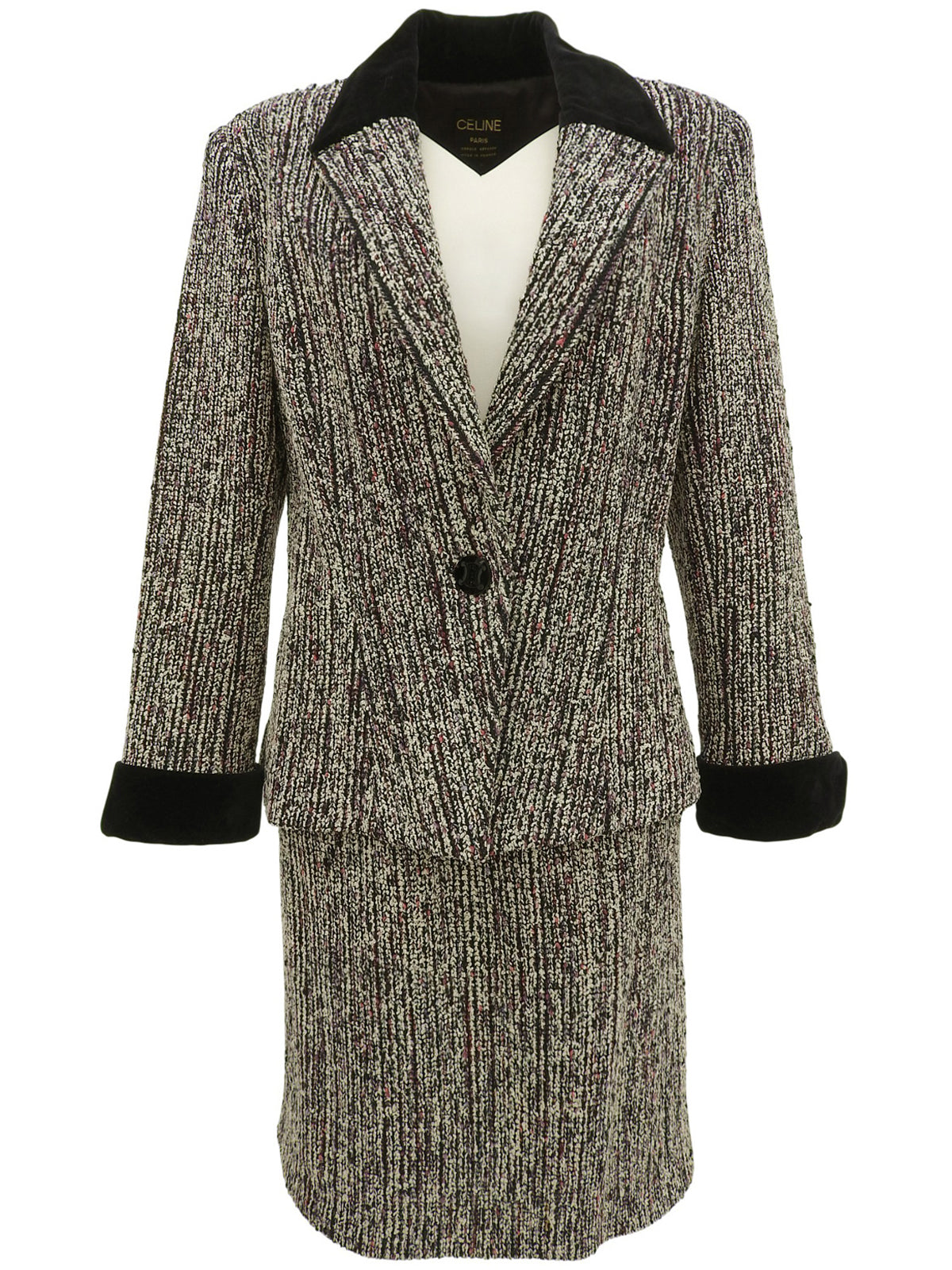 ツイードマカダムボタンセットアップ パープル/ブラック/マルチ