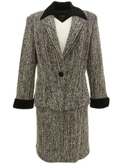 ツイードマカダムボタンセットアップ パープル/ブラック/マルチ