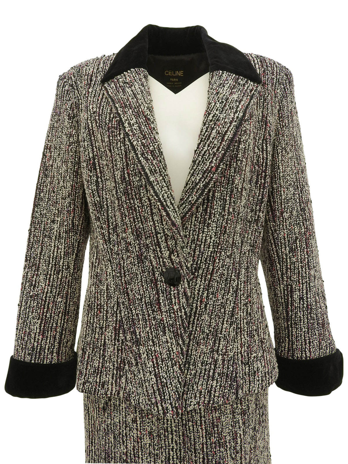 ツイードマカダムボタンセットアップ パープル/ブラック/マルチ