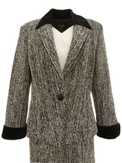 ツイードマカダムボタンセットアップ パープル/ブラック/マルチ