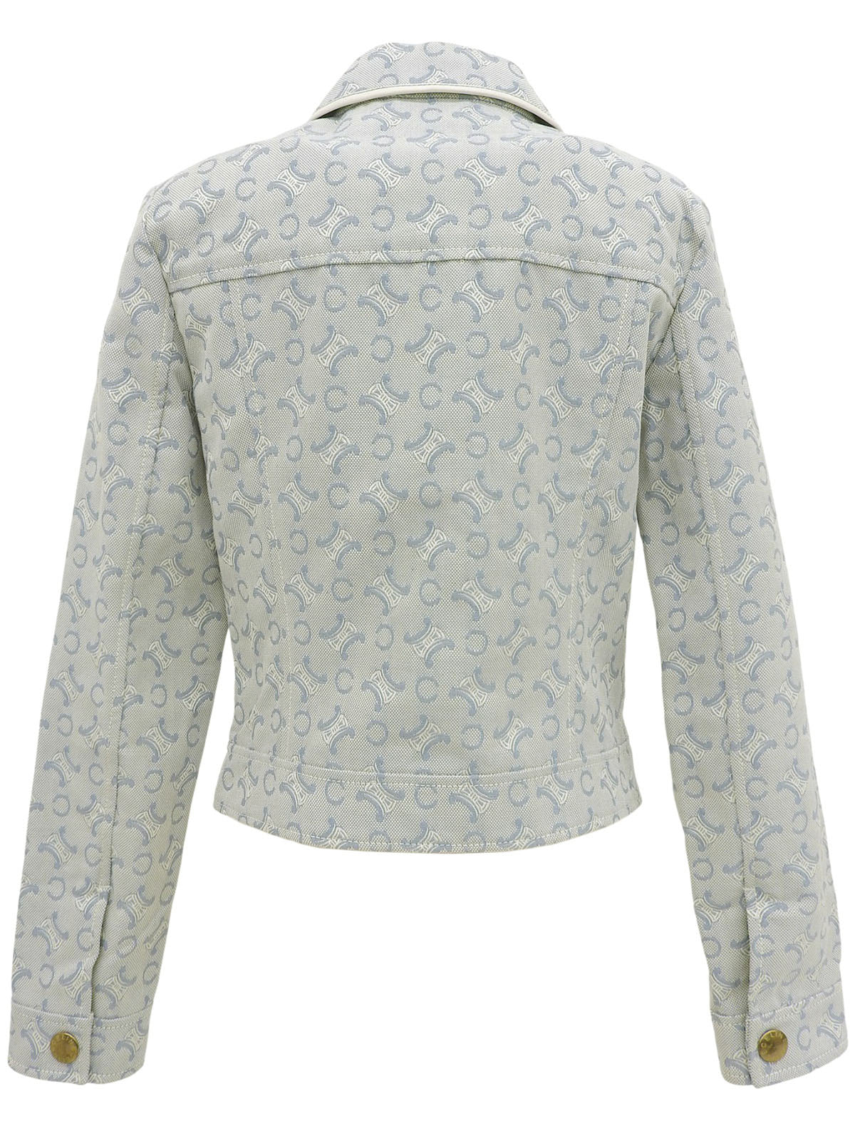 C Macadam Pattern Zip-Up Jacket Baby Blue/White