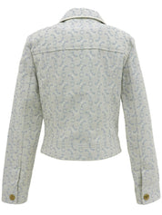 C Macadam Pattern Zip-Up Jacket Baby Blue/White