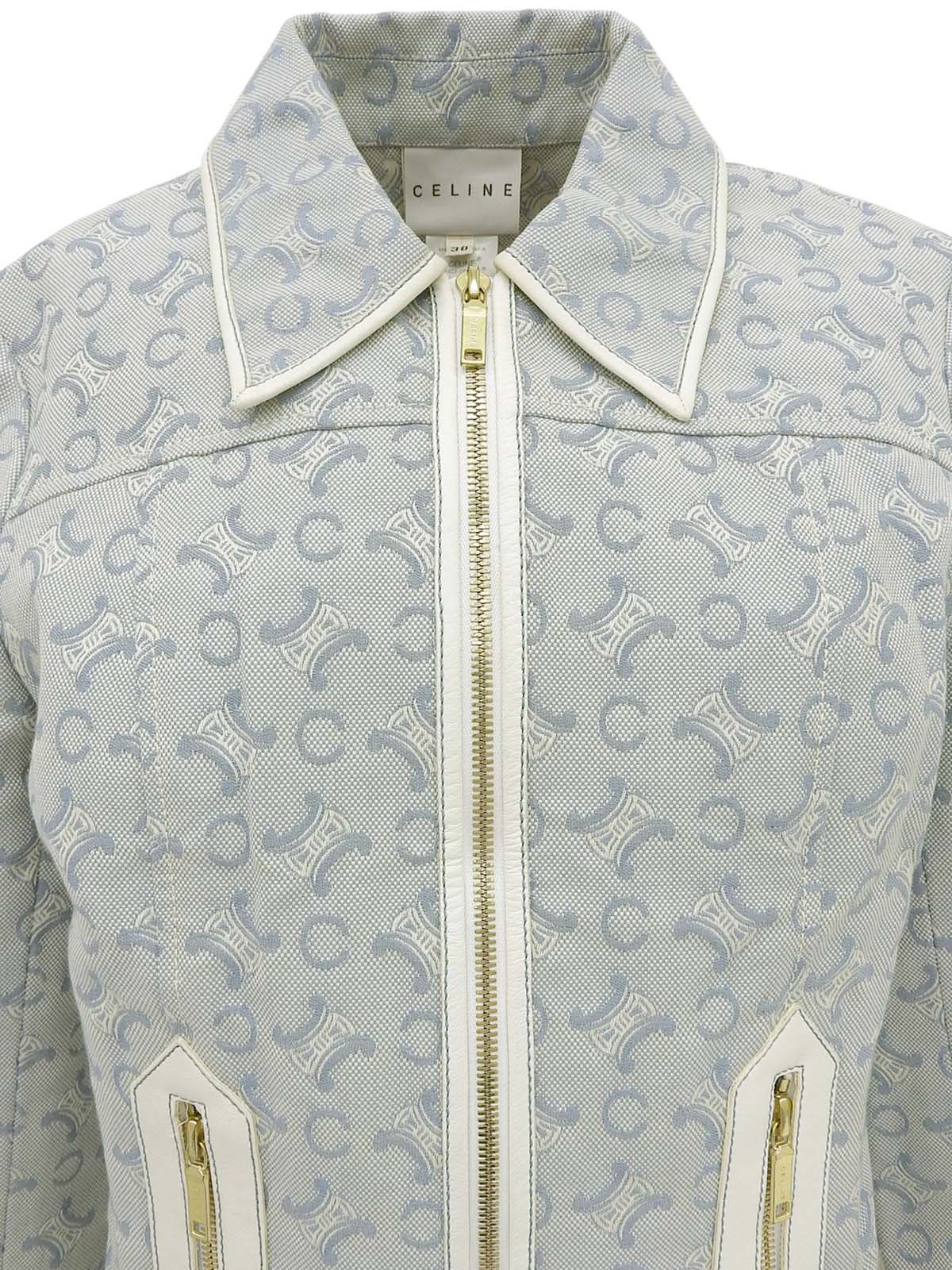 C Macadam Pattern Zip-Up Jacket Baby Blue/White