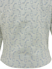 Cマカダムパターンジップアップジャケット ベイビーブルー/ホワイト