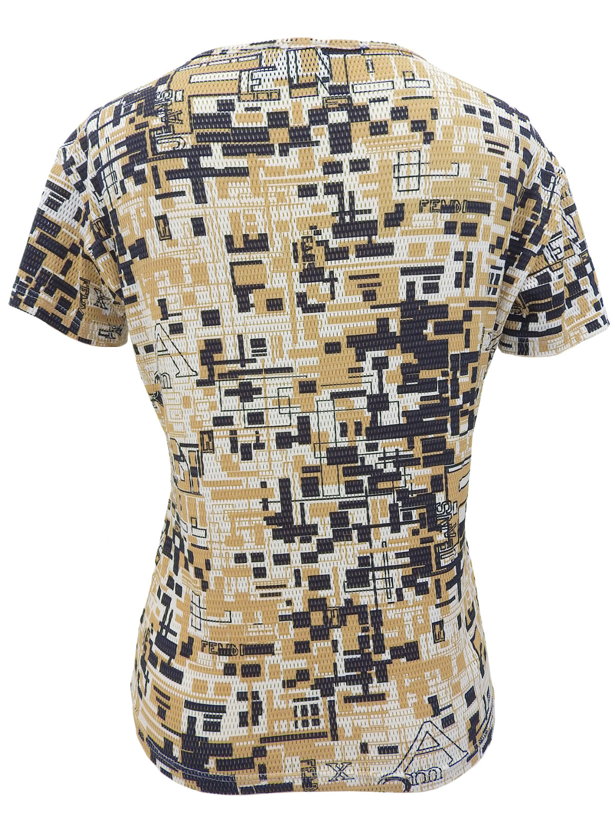 メッシュデザインパターン半袖トップス ベージュ