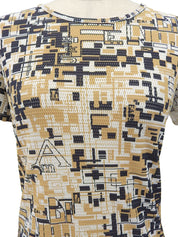 メッシュデザインパターン半袖トップス ベージュ