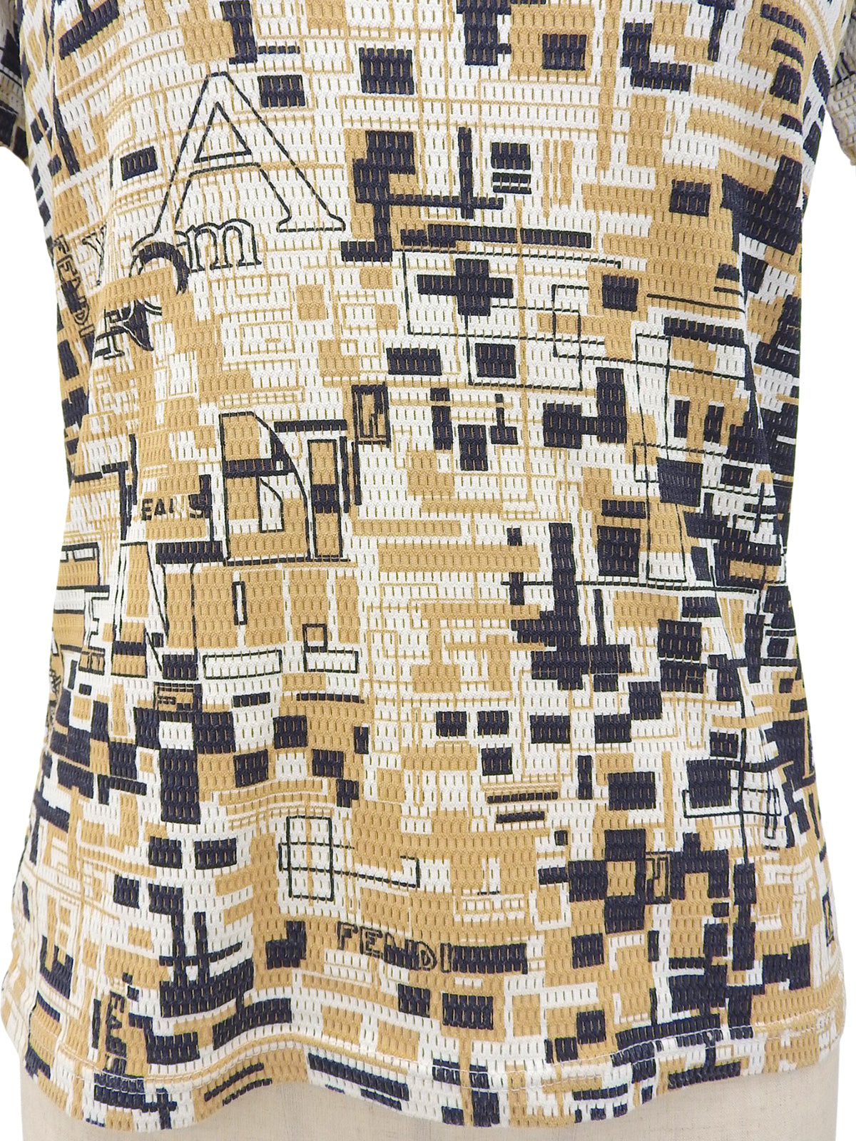 Mesh design pattern short sleeve top in beige