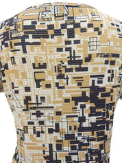 Mesh design pattern short sleeve top in beige