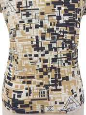 メッシュデザインパターン半袖トップス ベージュ