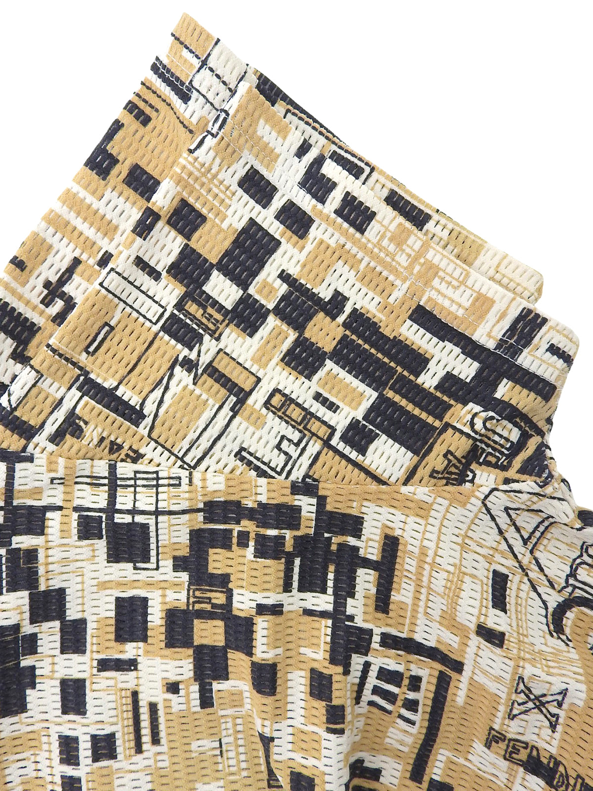 メッシュデザインパターン半袖トップス ベージュ