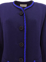 トリムデザインニットジャケット ネイビー/ブルー/ブラック