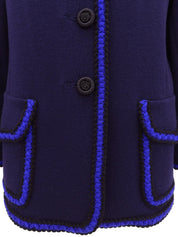 トリムデザインニットジャケット ネイビー/ブルー/ブラック