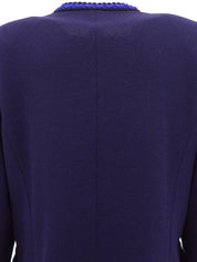 Trim design knit jacket in navy/blue/black