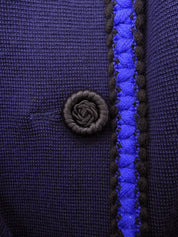 Trim design knit jacket in navy/blue/black