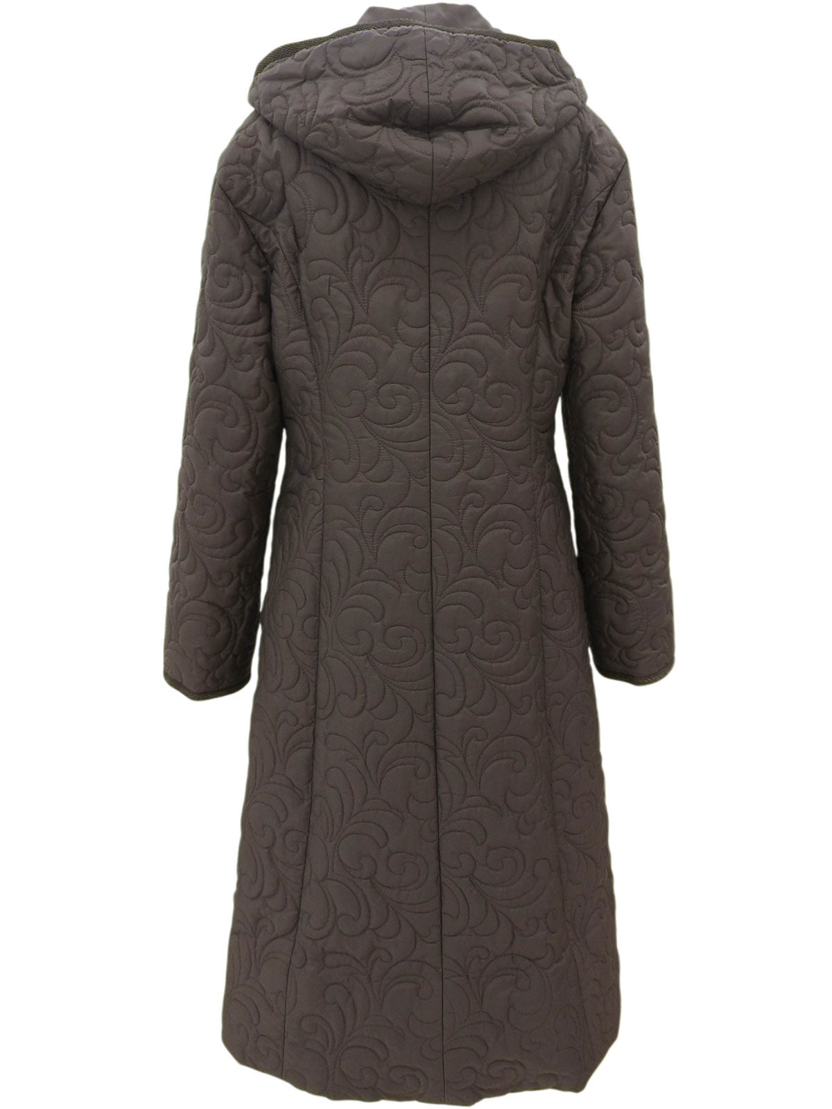 Quilted Leopard Hooded Coat - Brown