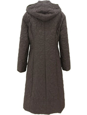 Quilted Leopard Hooded Coat - Brown
