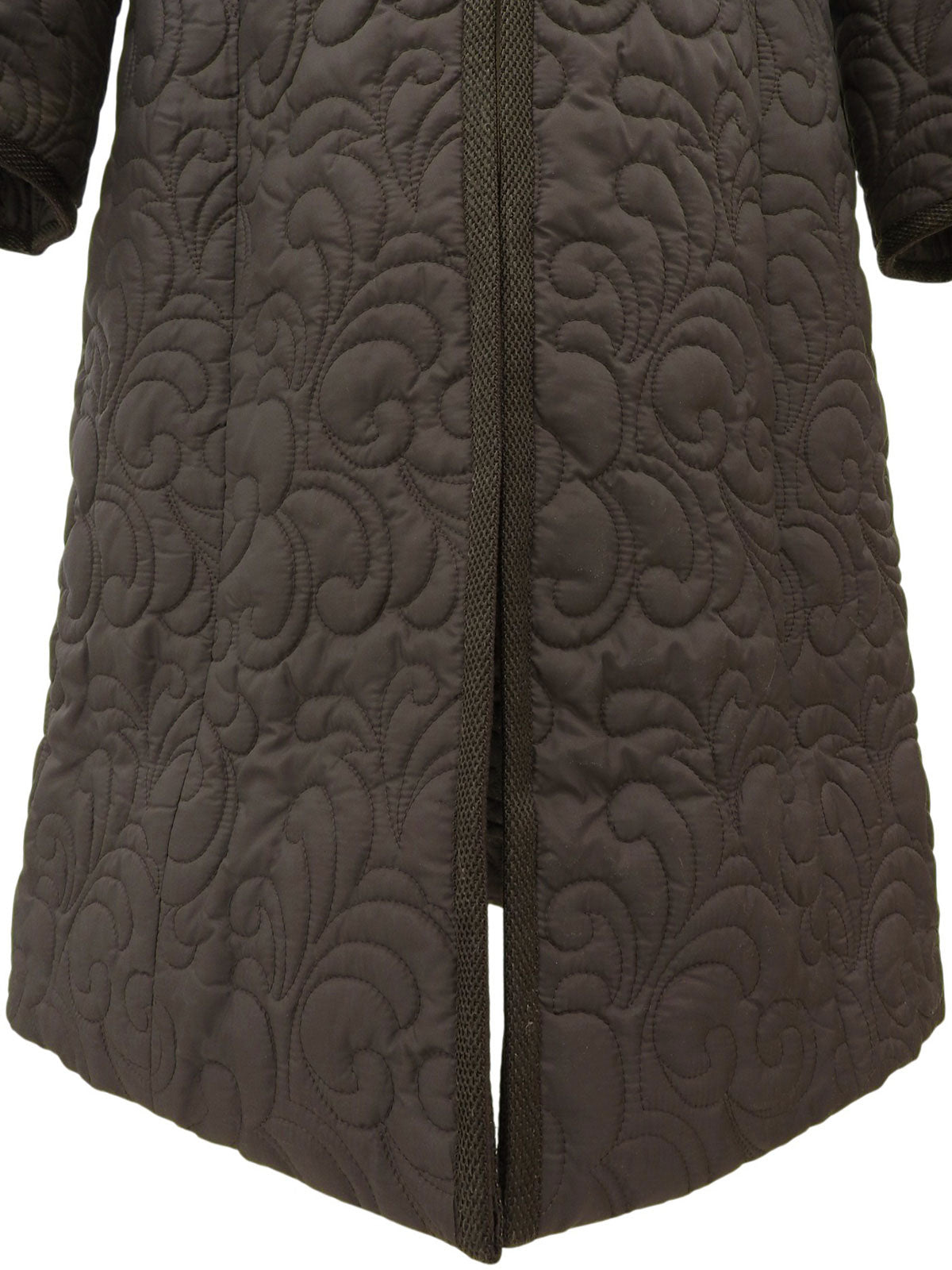 Quilted Leopard Hooded Coat - Brown