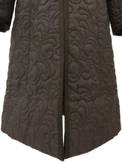 Quilted Leopard Hooded Coat - Brown