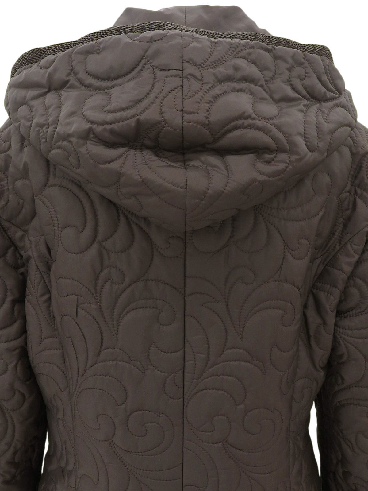 Quilted Leopard Hooded Coat - Brown