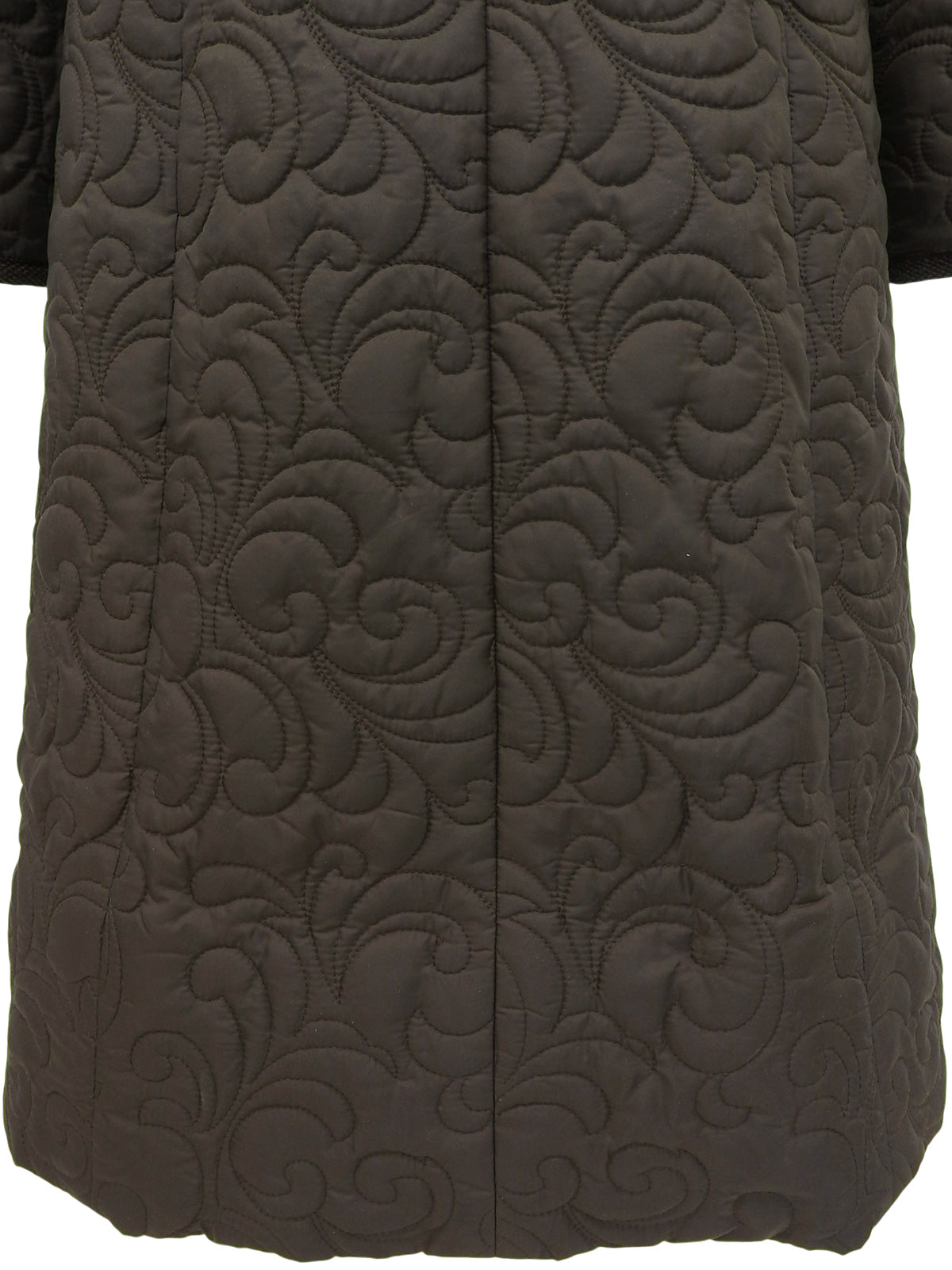 キルティングレオパードファーフーデッドコート ブラウン