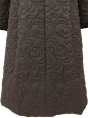 Quilted Leopard Hooded Coat - Brown