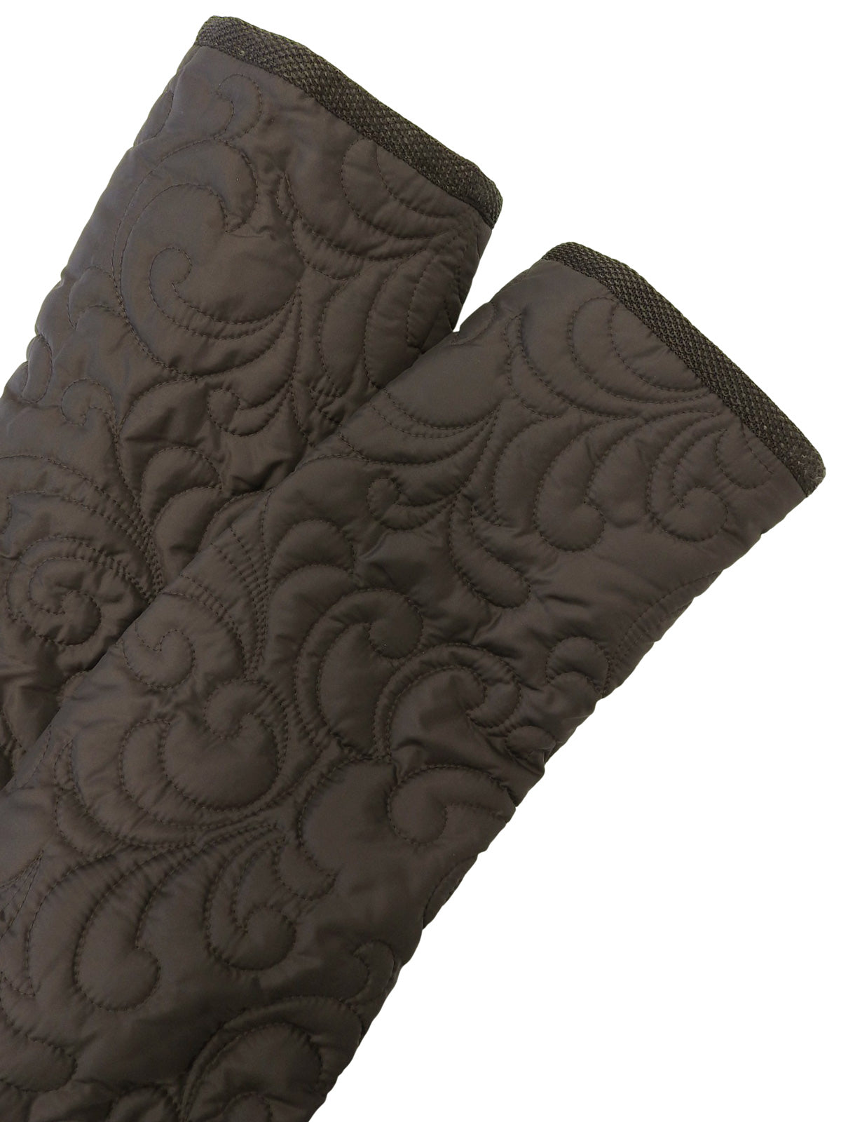 キルティングレオパードファーフーデッドコート ブラウン