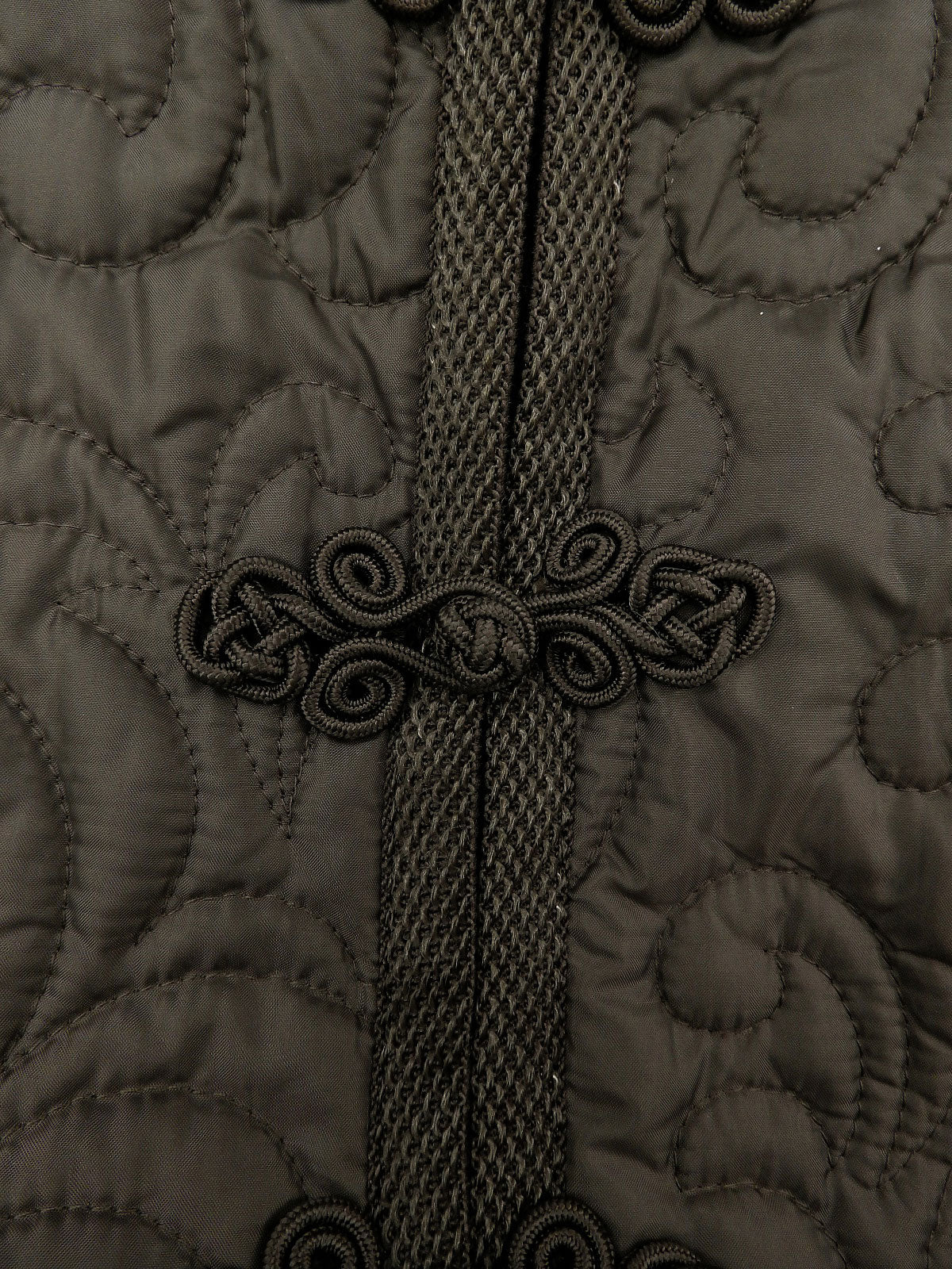 キルティングレオパードファーフーデッドコート ブラウン