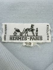 シルクニットコンビストーンパターンポロシャツ ライトブルー/マルチ