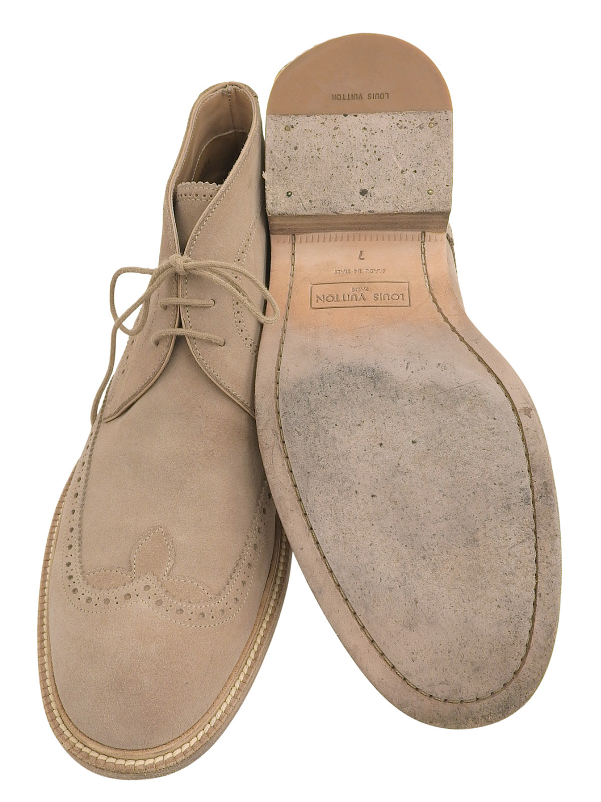 スエードウイングチップチャッカブーツ　ベージュ