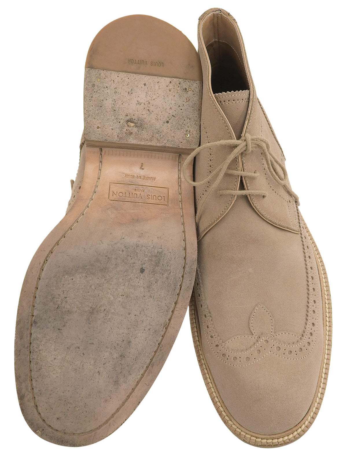 スエードウイングチップチャッカブーツ　ベージュ