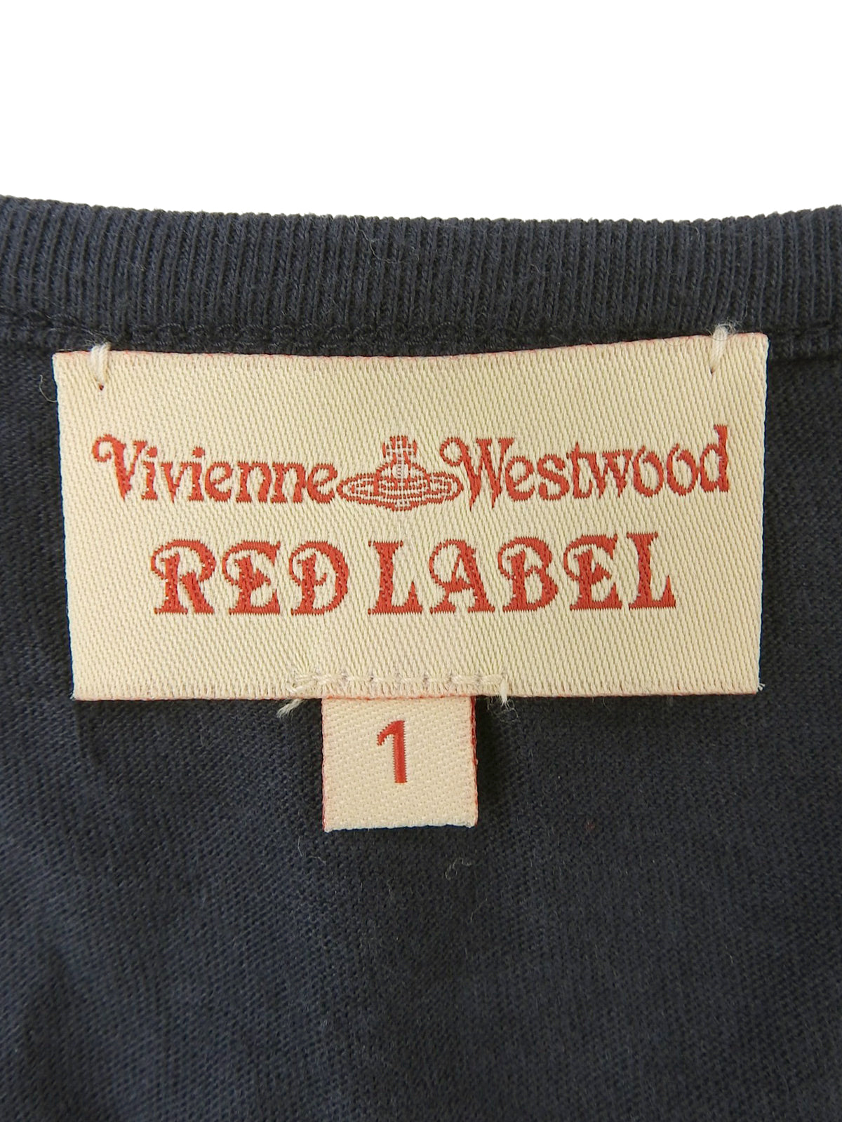 チェーンリボンデザイン長袖トップス ネイビー/レッド