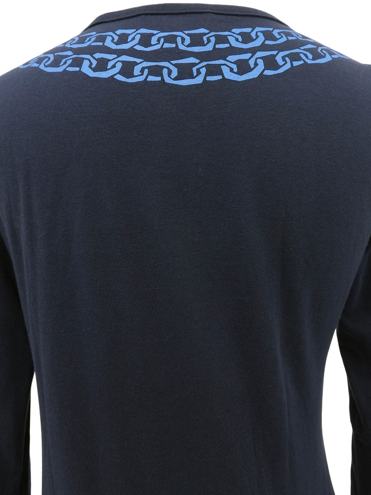 チェーンリボンデザイン長袖トップス ネイビー/レッド